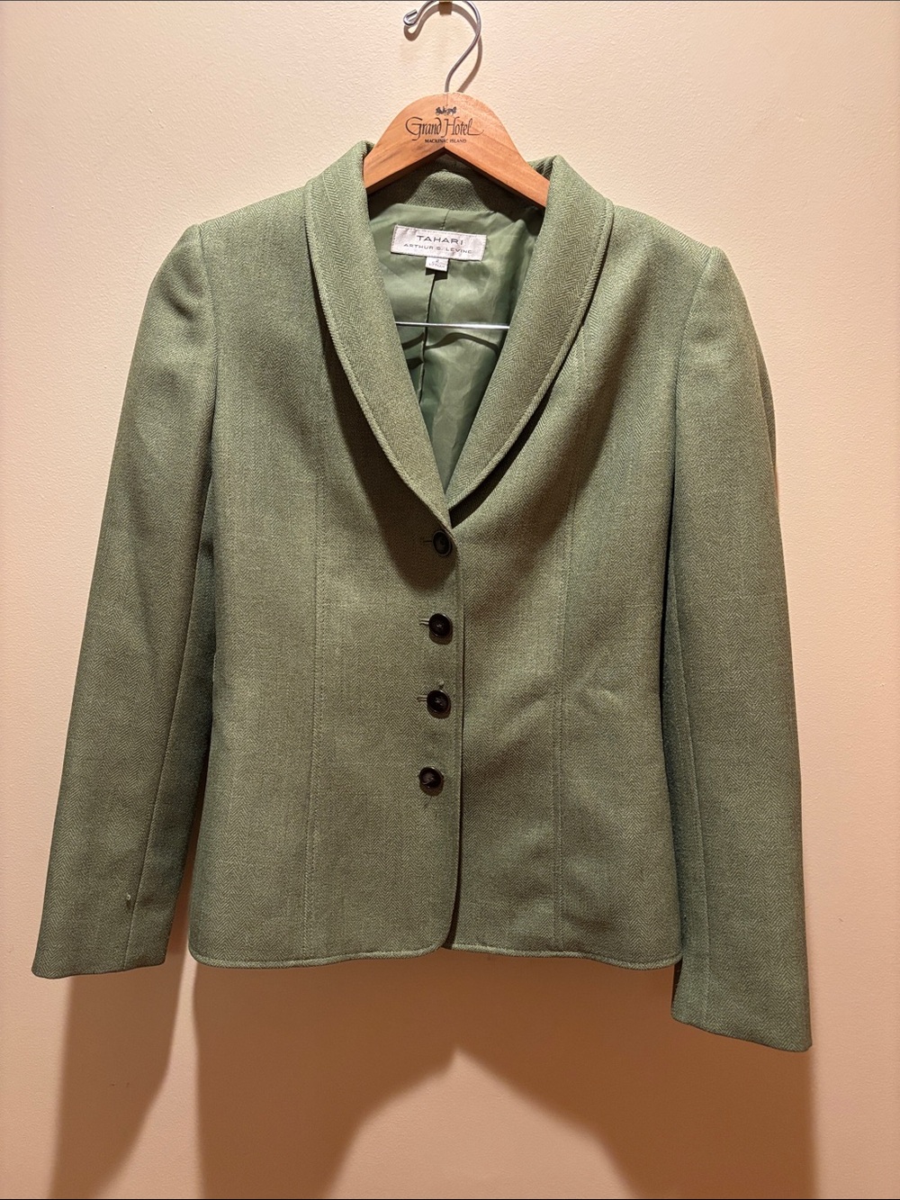 Tahari Olive Green Shawl Collar Women's Blazer